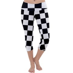 Chess Board Background Design Capri Yoga Leggings by Wegoenart