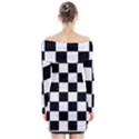 Chess board background design Long Sleeve Off Shoulder Dress View2