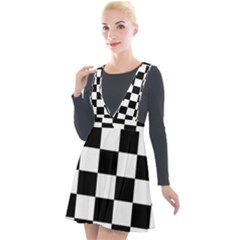 Chess Board Background Design Plunge Pinafore Velour Dress by Wegoenart