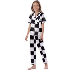 Chess Board Background Design Kids  Satin Short Sleeve Pajamas Set by Wegoenart