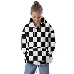 Chess Board Background Design Kids  Oversized Hoodie by Wegoenart