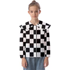 Chess Board Background Design Kids  Peter Pan Collar Blouse by Wegoenart