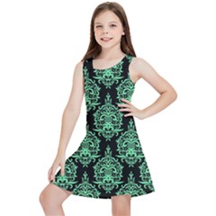 Black And Neon Ornament Damask Vintage Kids  Lightweight Sleeveless Dress by ConteMonfrey