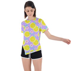 Purple Lemons  Asymmetrical Short Sleeve Sports Tee by ConteMonfrey