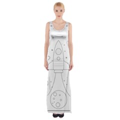 Going To Space - Cute Starship Doodle  Thigh Split Maxi Dress by ConteMonfrey