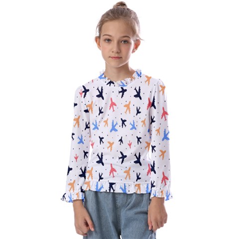 Sky Birds - Airplanes Kids  Frill Detail Tee by ConteMonfrey