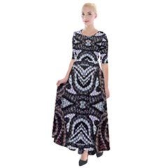 Autumn Patterns Half Sleeves Maxi Dress by kaleidomarblingart