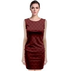 Diagonal Dark Red Small Plaids Geometric  Sleeveless Velvet Midi Dress by ConteMonfrey