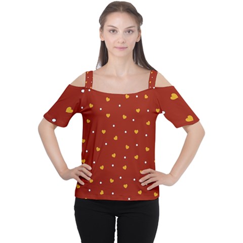 Red Yellow Love Heart Valentine Cutout Shoulder Tee by Ravend