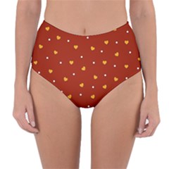 Red Yellow Love Heart Valentine Reversible High-waist Bikini Bottoms by Ravend