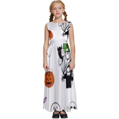 Halloween Jack O Lantern Vector Kids  Satin Sleeveless Maxi Dress by Ravend