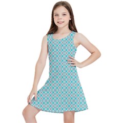 Diagonal Turquoise Plaids Kids  Lightweight Sleeveless Dress by ConteMonfrey