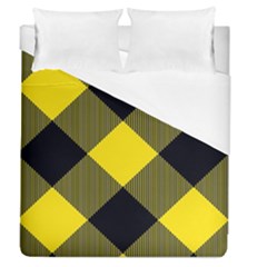 Dark Yellow Diagonal Plaids Duvet Cover (queen Size) by ConteMonfrey