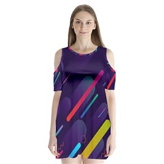 Colorful-abstract-background Shoulder Cutout Velvet One Piece by Wegoenart