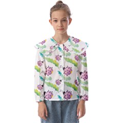 Watercolor-pattern-with-lady-bug Kids  Peter Pan Collar Blouse by Wegoenart