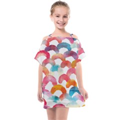 Rainbow Pattern Kids  One Piece Chiffon Dress by designsbymallika