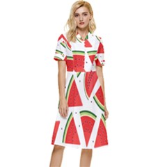 Watermelon Cuties White Button Top Knee Length Dress by ConteMonfrey