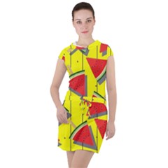 Yellow Watermelon Popsicle  Drawstring Hooded Dress by ConteMonfrey