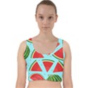 Blue Watermelon Velvet Racer Back Crop Top View1