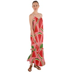 Red Watermelon  Cami Maxi Ruffle Chiffon Dress by ConteMonfrey