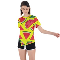 Yellow Watermelon   Asymmetrical Short Sleeve Sports Tee by ConteMonfrey