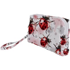 Ladybugs-pattern-texture-watercolor Wristlet Pouch Bag (small) by Wegoenart