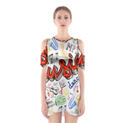 Music-color-elements Shoulder Cutout One Piece Dress by Wegoenart