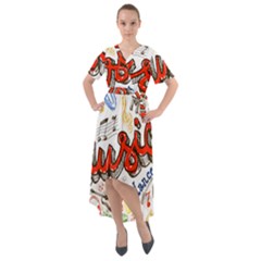 Music-color-elements Front Wrap High Low Dress by Wegoenart