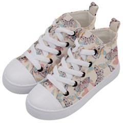 Pattern-with-hand-drawn-butterflies Kids  Mid-top Canvas Sneakers