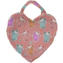 Cute Kawaii Kittens Seamless Pattern Giant Heart Shaped Tote View1