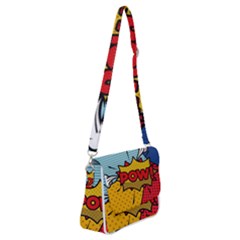 Pow Word Pop Art Style Expression Vector Shoulder Bag With Back Zipper by Wegoenart