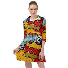 Pow Word Pop Art Style Expression Vector Mini Skater Shirt Dress by Wegoenart