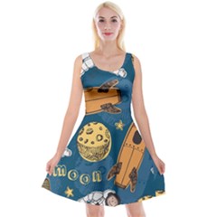 Missile Pattern Reversible Velvet Sleeveless Dress by Wegoenart