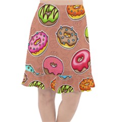 Doughnut Doodle Colorful Seamless Pattern Fishtail Chiffon Skirt by Wegoenart