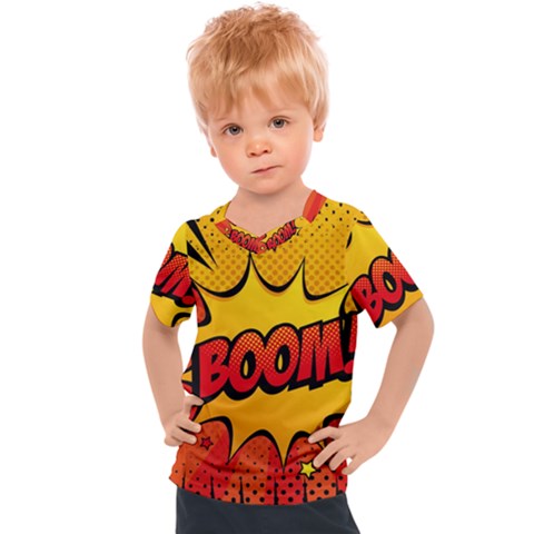 Explosion Boom Pop Art Style Kids  Sports Tee by Wegoenart