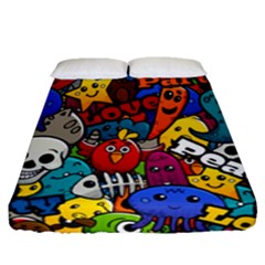 Graffiti Characters Seamless Pattern Fitted Sheet (queen Size) by Wegoenart