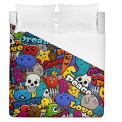 Graffiti Characters Seamless Pattern Duvet Cover (queen Size) by Wegoenart