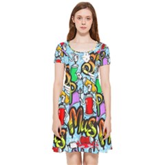 Graffiti Characters Seamless Patterns Inside Out Cap Sleeve Dress by Wegoenart