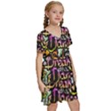 Graffiti Word Seamless Pattern Kids  Short Sleeve Tiered Mini Dress View3