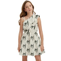 Minimalist Fall Of Leaves Kids  One Shoulder Party Dress by ConteMonfrey