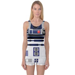 Robot R2d2 R2 D2 Pattern One Piece Boyleg Swimsuit by Jancukart