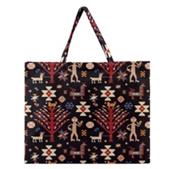 Carpet-symbols Zipper Large Tote Bag by Gohar