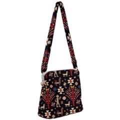 Carpet-symbols Zipper Messenger Bag by Gohar