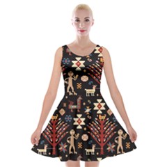 Carpet-symbols Velvet Skater Dress by Gohar