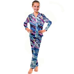 Feathers Kid s Satin Long Sleeve Pajamas Set by kaleidomarblingart