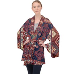 Armenian Old Carpet  Long Sleeve Velvet Kimono  by Gohar