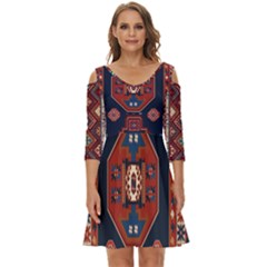 Armenian Old Carpet  Shoulder Cut Out Zip Up Dress by Gohar