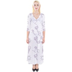 Doodles - Beach Time! Quarter Sleeve Wrap Maxi Dress by ConteMonfrey