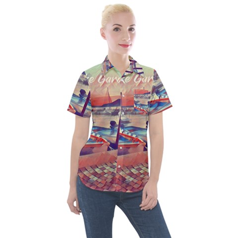 Boats On Lake Garda Women s Short Sleeve Pocket Shirt by ConteMonfrey