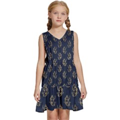 Gold Mermaids Silhouettes Kids  Sleeveless Tiered Mini Dress by ConteMonfrey